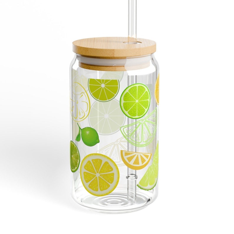 Lemon Lime Sipper Glass, Citrus Burst Glass, Lemon Lime Art, Lemon Decor image 11
