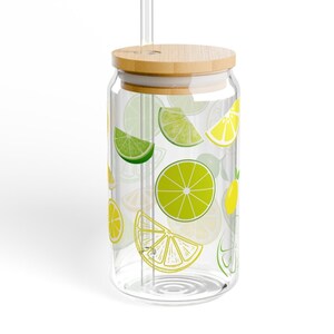 Lemon Lime Sipper Glass, Citrus Burst Glass, Lemon Lime Art, Lemon Decor image 8