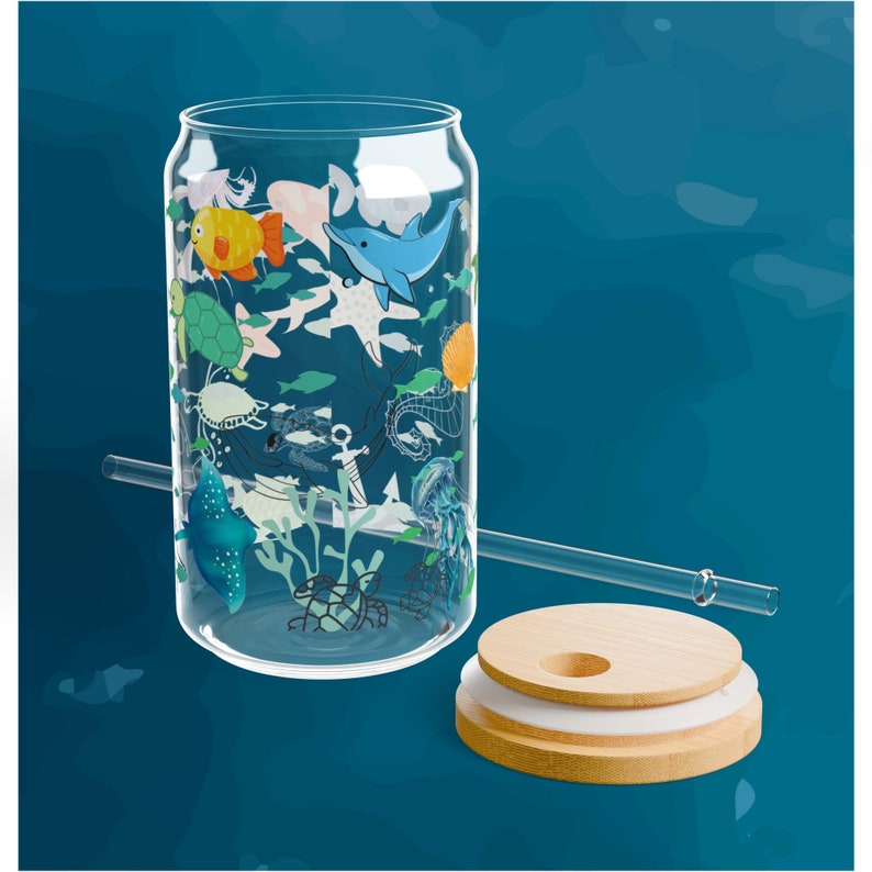 Ocean Life Sipper Glass, Save The Ocean, Ocean Animals Glass image 8