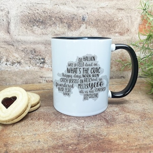 Dialecto y mapa de Irlanda del Norte - Taza de cerámica personalizada - Regalo regional irlandés - Perfecto para amigos y familiares.