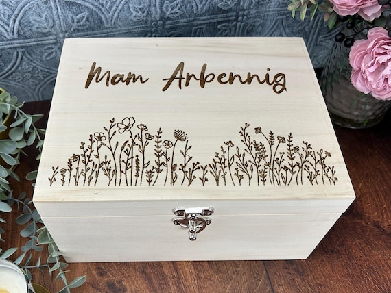 A Welsh-language personalised wooden memory box is a niche-within-a-niche gift that feels impossible to find anywhere else.
