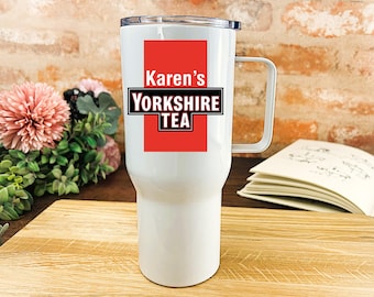 Yorkshire Tea - Personalised Steel Travel Mug Northern Regional Gift - Perfect for Friend, Family and Colleagues