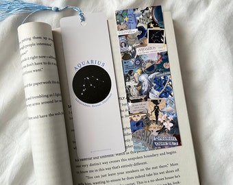 Zodiac Bookmark | Aquarius Bookmark | Pisces Bookmark | Starsign | Book Gift | Book Lover | Collage Bookmark | Reader | Book Club | Bookish