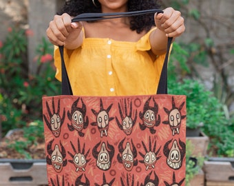 Puerto Rico Vejigante Mask Tote Bag, Boricua Soul Gift
