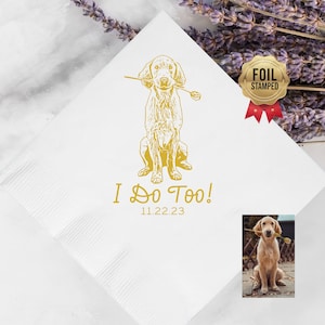 Custom Pet Wedding Napkins, Custom Dog Wedding Napkins, Custom Cocktail Napkins, Personalized Pet Napkins, Custom Engagement Napkins