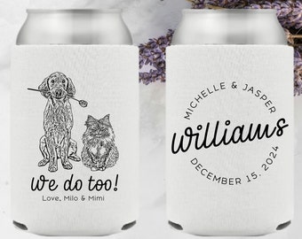 Custom Pet Wedding Can Cooler, Wedding Can Cooler Dog, Wedding Pet Can Holder, Dog Wedding Can Cooler, Custom Can Coolers, Wedding Favors