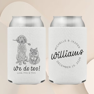 Custom Pet Wedding Can Cooler, Wedding Can Cooler Dog, Wedding Pet Can Holder, Dog Wedding Can Cooler, Custom Can Coolers, Wedding Favors image 1