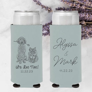 Custom Pet Wedding Can Cooler, Wedding Can Cooler Dog, Wedding Pet Can Holder, Dog Wedding Can Cooler, Custom Can Coolers, Wedding Favors