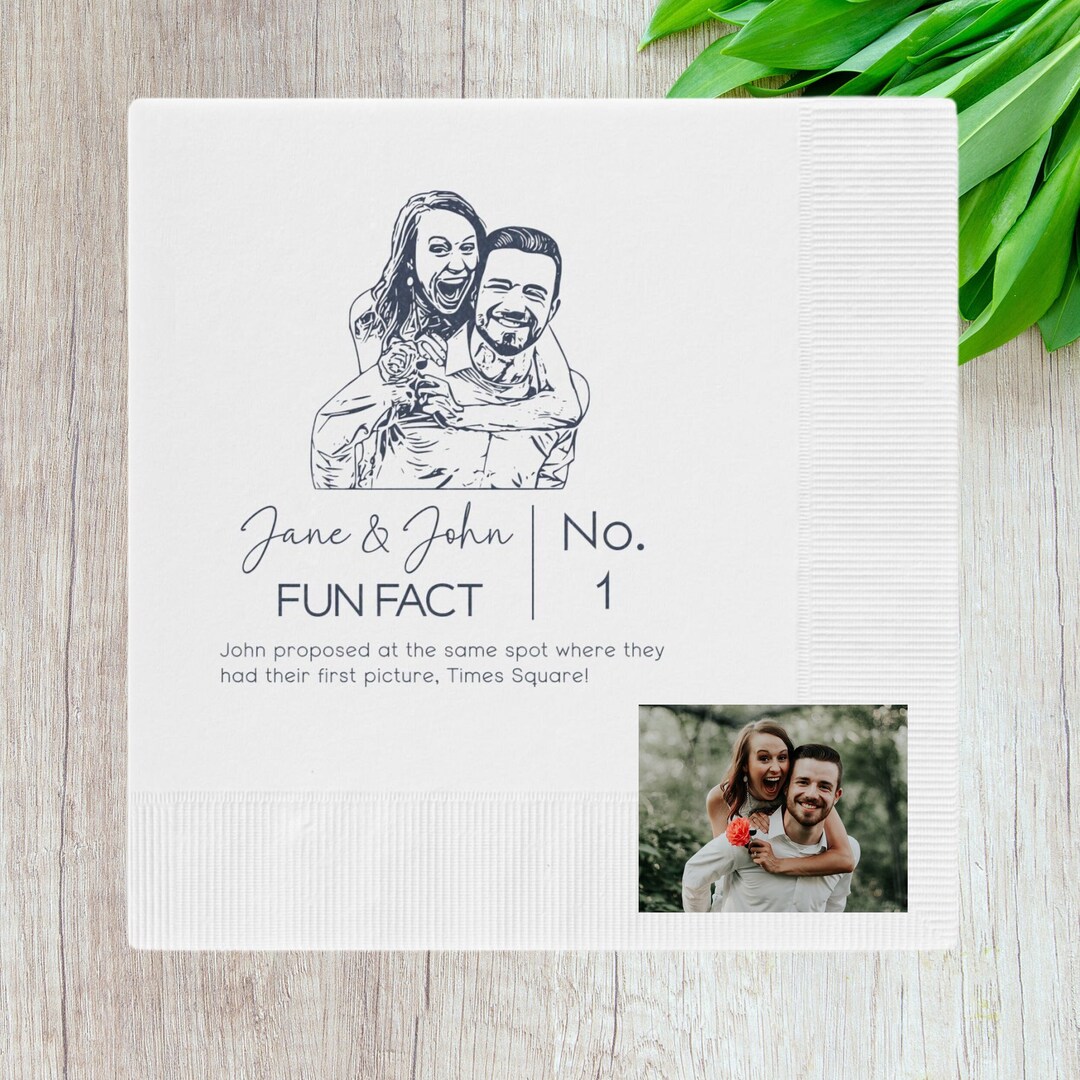 Fun Facts Wedding Napkins, Custom Wedding Napkins, Trivia Napkins