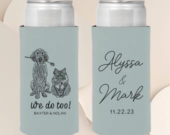 Custom Pet Wedding Can Cooler, Wedding Can Cooler Dog, Wedding Pet Can Holder, Dog Wedding Can Cooler, Custom Can Coolers, Wedding Favors