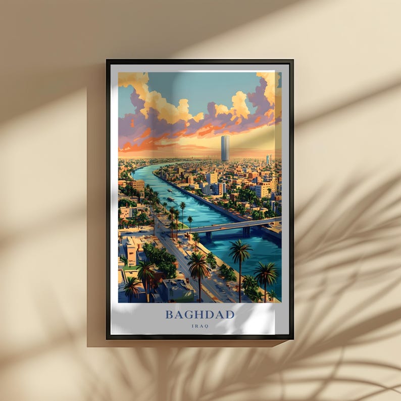 Baghdad Iraq Art Print Matte Giclee Cityscape Wall Art Tigris River ...