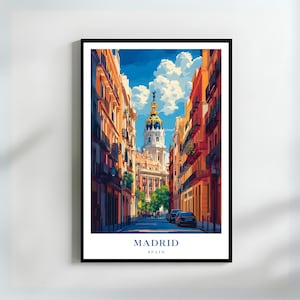 Madrid Spain Cityscape Art Print Urban Travel Wall Art Vibrant Spanish Architecture Poster Madrid Gift