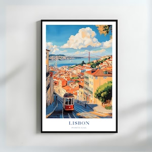 Lisbon Portugal Poster Vintage Travel Art Print Perfect Gift for Travelers Lisbon Gift Scenic Tram Wall Art for Home Décor