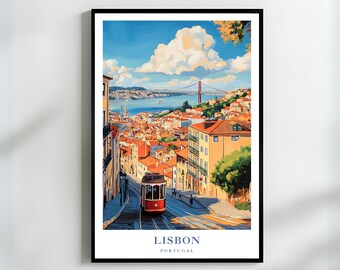 Lisbon Portugal Poster Vintage Travel Art Print Perfect Gift for Travelers Lisbon Gift Scenic Tram Wall Art for Home Décor