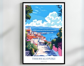 Thessaloniki Greece Art Print Aegean Sea View Greek Coastal Decor Mediterranean Travel Souvenir Greece Cityscape Gift European Wall Art