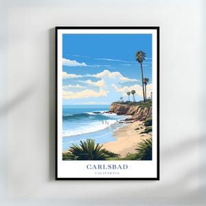 Carlsbad California Art Print | Coastal Landscape Wall Art | Carlsbad Beach Art | California Coast Art | Ocean View Poster