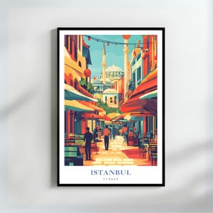 Istanbul | Turkey Travel Poster | Vibrant Street Bazaar Scene | Turkish Market Art | Middle Eastern Decor | Cultural Wall Art