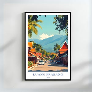 Luang Prabang Laos Wall Art – UNESCO Heritage Print, Southeast Asia Cityscape, Traditional Architecture Decor, Laos Travel Gift