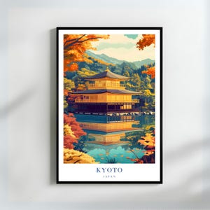Kinkaku-ji Golden Pavilion Wall Art, Kyoto Temple Print, Japanese Zen Decor, Asian Landscape Art, Japan Travel Gift