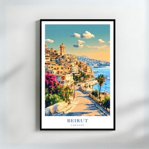 Beirut Coastal City Art Print | Lebanon Mediterranean Wall Decor | Gift for Travelers & Culture Lovers