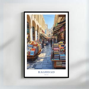 Baghdad Iraq Art Print Al Mutanabbi Street Poster | Perfect Gift for Book Lovers and Iraqi Culture Fans | Historic Travel Wall Art