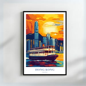 Hong Kong Travel Poster Hong Kong Print Hong Kong Gift Hong Kong Art Hong Kong Decor Hong Kong Wall Art
