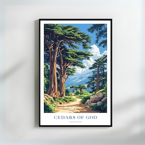 Impresión de paisaje natural del Líbano con cedros de Dios / Arte de cedros libaneses para amantes de la naturaleza y decoración del hogar inspirada en viajes