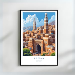 Sana&#39;a Yemen Art Print Old City Architecture UNESCO Heritage Wall Decor Travel Gift