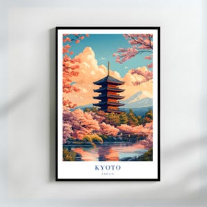 Kyoto Art Print Japan Wall Art Cherry Blossom Landscape Pagoda Travel Poster Sakura Decor Asian Home Decor Japan Gift Travel Art Gift