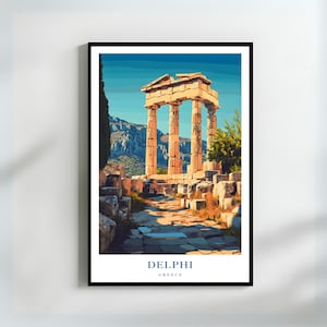 Delphi Greece Art Print Greek Mythology Decor Ancient Ruins Wall Art Temple of Apollo Gift Greece Travel Souvenir Greek History Print