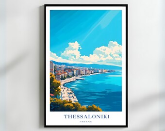 Thessaloniki Poster | Greece Wall Art | Thessaloniki Gift | Greek Travel Print | Greek Coastal Decor | Aegean Sea Poster | Mediterranean Art