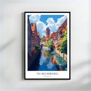 Nuremberg Germany Canal Art Print European Cityscape Gift Nuremberg Travel Poster