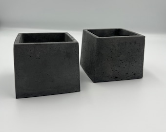 Concrete Succulent Pot | Set of 2 | Handmade | Flower pot square | Square flower pot