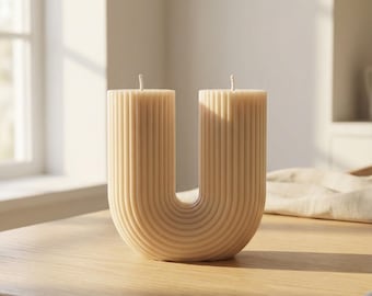 U Shaped Soy Candle – Arch Double Wick Sculptural Candle, Modern Minimalist Home Decor, Neutral Wedding Centerpiece Gift