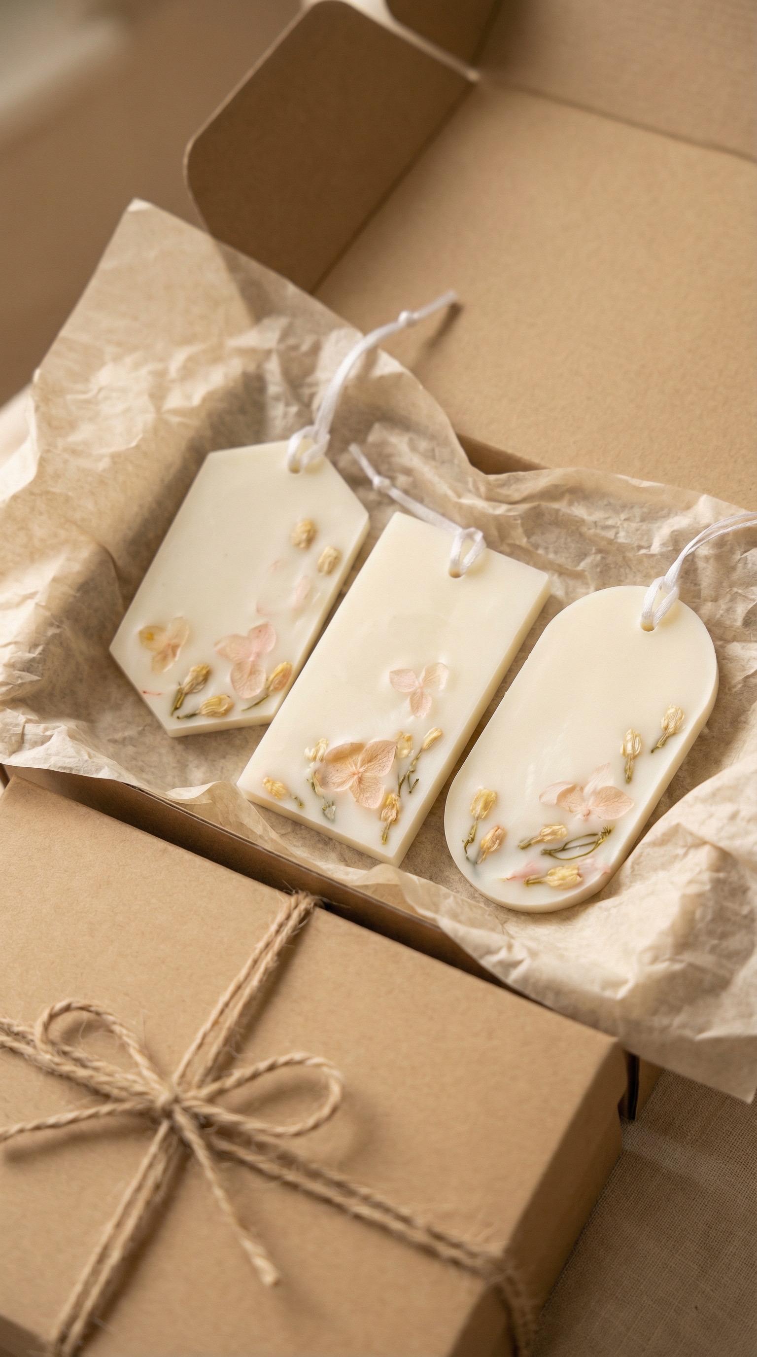Botanical Wax Sachets Set – Floral Hanging Wax Tablets – Natural