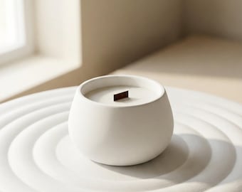 Modern Soy Candle with Wood Wick – Minimalist Concrete Jar Candle, Neutral Home Decor, Luxury Gift, Handmade Scented Candle
