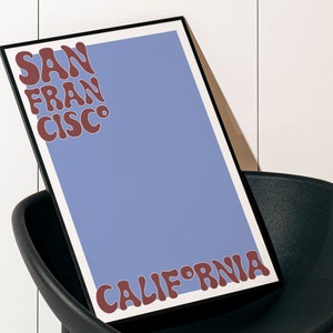 Periwinkle San Francisco Poster, San Francisco Art, San Francisco Wall Art,  Retro Groovy Print, Downloadable Print, Wall Decor, Wall Art