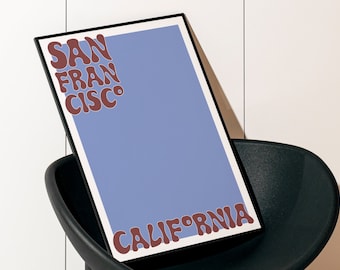 Periwinkle San Francisco Poster, San Francisco Art, San Francisco Wall Art,  Retro Groovy Print, Downloadable Print, Wall Decor, Wall Art