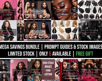 Mega Bundle Midjourney Prompt Guides, DallE3, ChatGPT, Beauty Stock Images, Hair Stock Images, Hair Extensions, Photography, Ai Art, Photos