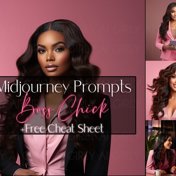 Best Midjourney Prompts for Boss Chicks, Black Women Prompts, Ebony Women Stock Photography, Ai Baddie, Prompt Guide, Hair, Beauty, Pink