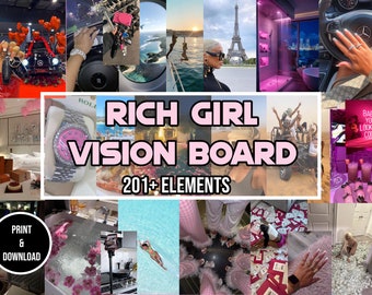 Printable Rich Girl Vision Board, Black Woman Images, 2024 Brown Girl Vision Board, Vision Board Kit, Women Vision Board, Luxury, Travel