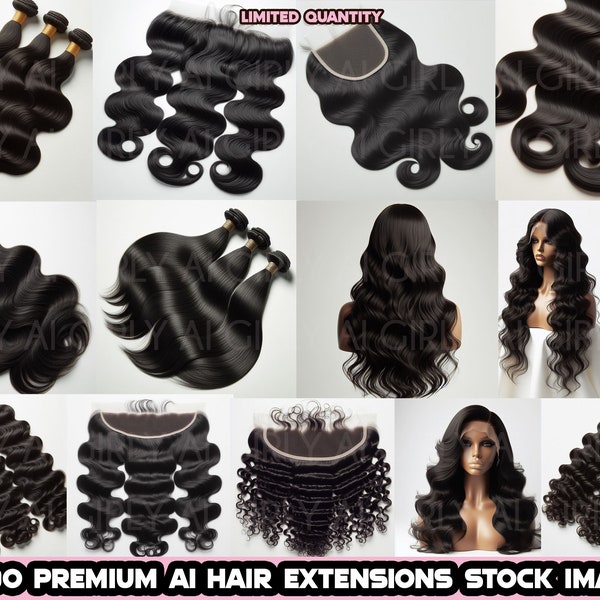 90 Hair Extension Stock Photos, Best Hair Bundle Images, Virgin Hair, Body Wave, Deep Wave, Closure, Wigs, Frontal, Business, Ai, Beauty