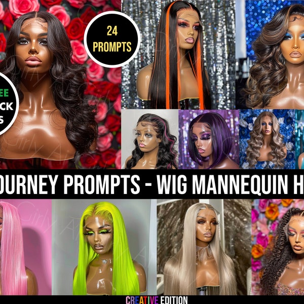 Midjourney Wig Mannequin Head Prompts, Creative Hair, Best Prompt Guide, Wigs, Frontal, Business, Ai, Beauty, Hair Extension Stock Photos
