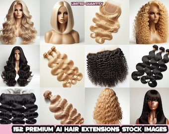 152 Hair Extension Stock Photos, Wigs, Best Hair Bundle Images, Virgin Hair, Body Wave, Deep Wave, Closure, Frontal, Business, Ai, Blonde