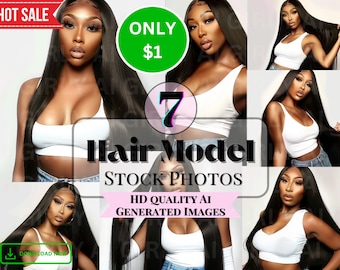 7 Hair Model Images, Hair Model Stock Photos, Hair Extensions, Makeup, African American, Black Women Photography, Wigs, Ai Stock, Bundle