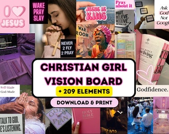 Printable Christian Girl Vision Board, Religious Woman Images, Holy Girl, Baptism, Bible, Vision Board Kit, Prayer Girl Vision Board, Church
