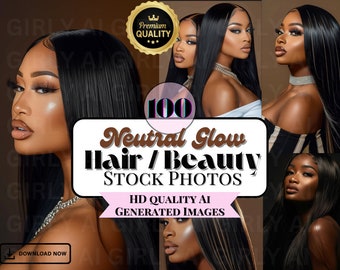 100 Neutral Glow Hair Stock Images, Pink Stock Photos, Beauty Stock, Makeup, African American, Black Women Photography, Wig Stock, Ai Stock