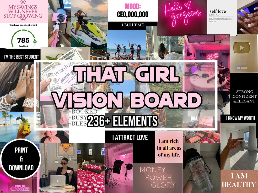 2024 That Girl Vision Board Printables, Rich Women Images, 2024 Girly ...