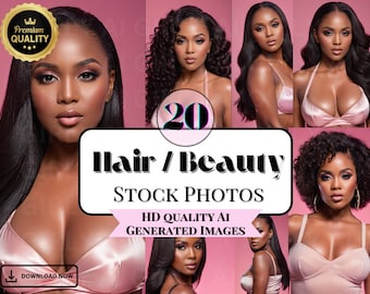 Best Hair Stock Images, Pink Stock Photos, Beauty Stock, Makeup, African American, Black Women Photography, Wig Stock, Ai Stock, Bundle