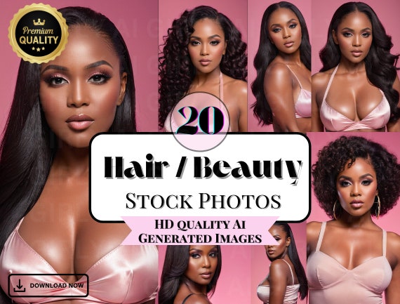 Best Hair Stock Images, Pink Stock Photos, Beauty Stock, Makeup, African American, Black Women Photography, Wig Stock, Ai Stock, Bundle
